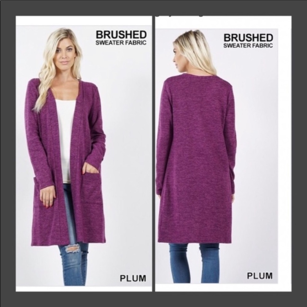 BRUSHED MELANGE SWEATER OPEN FRONT